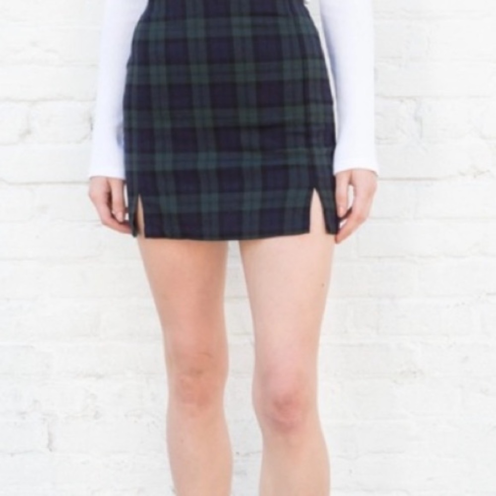 Brandy Melville Green Plaid Skirt